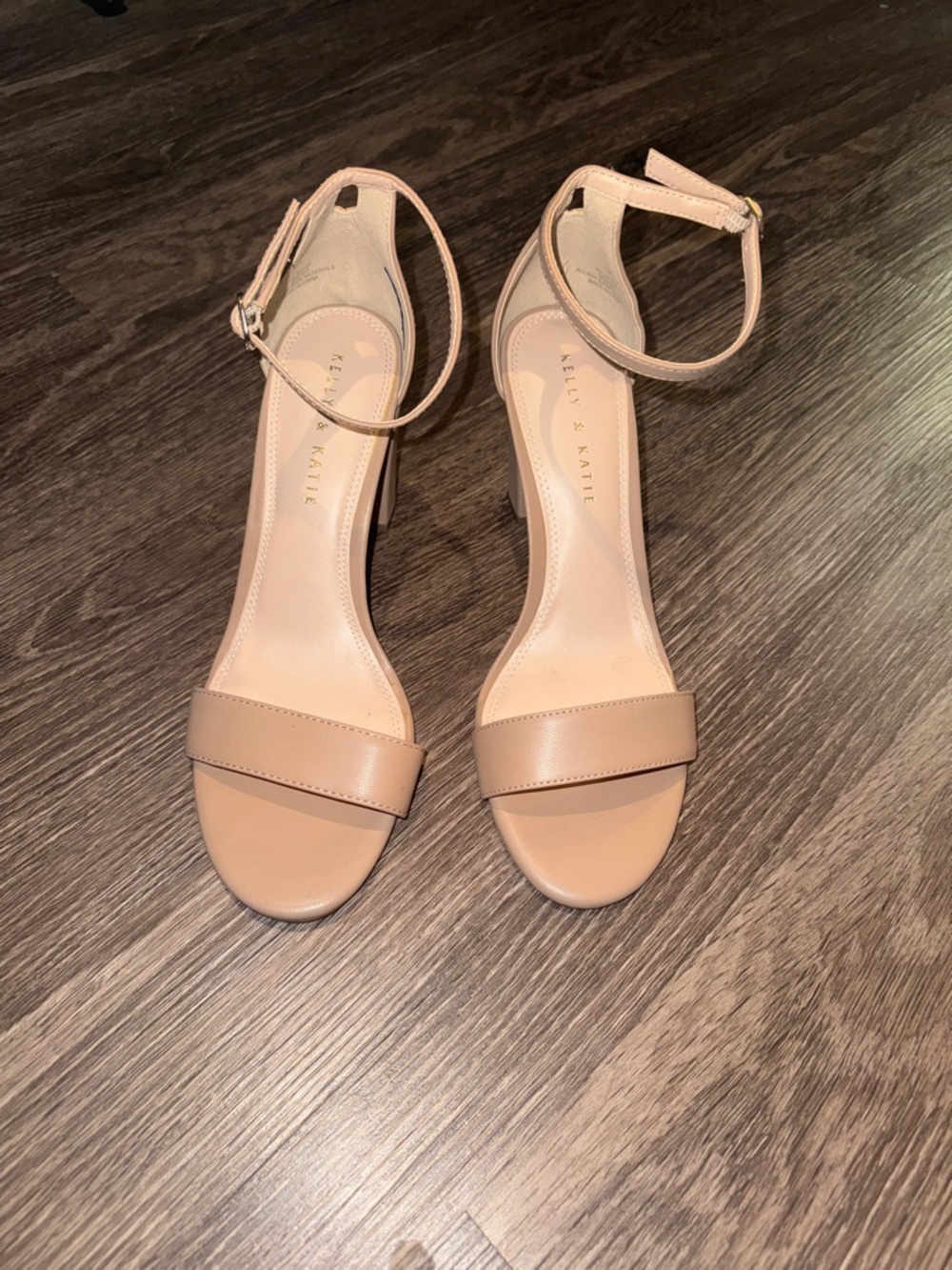 Kelly & Katie Nude Ankle-Strap Block Heels